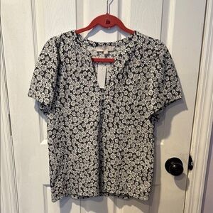 Floral Black and White Women's Top
